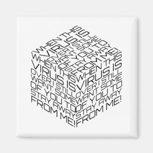 Wanneer dit virus over zwarte tekstkubus gaat magneet