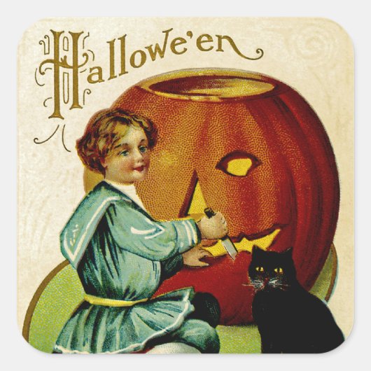 Wanneer er heksen in Halloween Vierkante Sticker (Voorkant)
