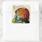 Wanneer er heksen in Halloween Vierkante Sticker (Tas)