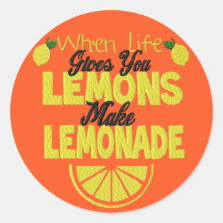 Wanneer het leven u Lemons (oranje achtergrond) ge Ronde Sticker