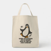 Wanneer in Danger of in Doubt Funny Penguin Grocer Tote Bag (Achterkant)