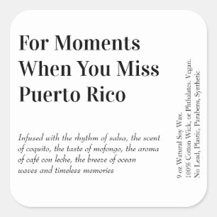 Wanneer je Puerto Rico mist Kaarslabel Vierkante Sticker