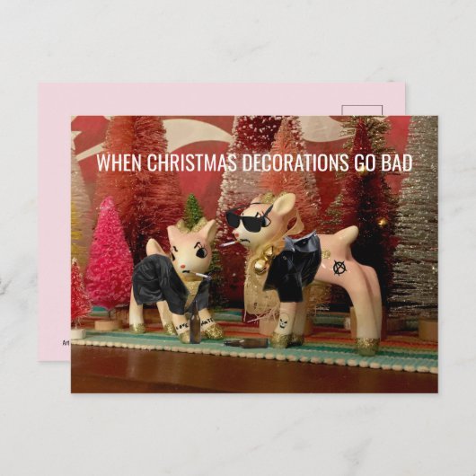 Wanneer kerstversieringen slecht briefkaart gaan (Voorkant / Achterkant)