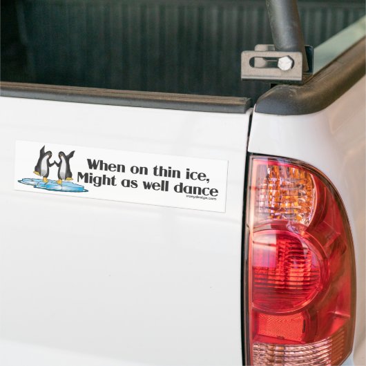 Wanneer op Thin Ice Pinguins Funny Design Bumpersticker (Op Truck)