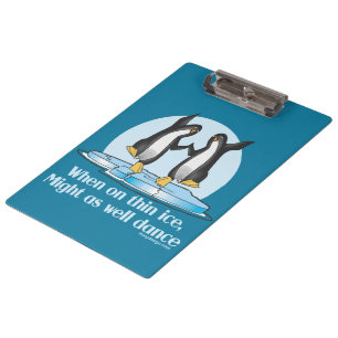 Wanneer op Thin Ice Pinguins Funny Design Klembord