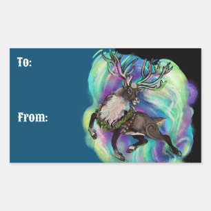 Wanneer rendieren vliegen rechthoekige sticker