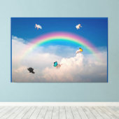 Wanneer Varkens 2 Stretched Canvas drukken (Insitu (Houten vloer))