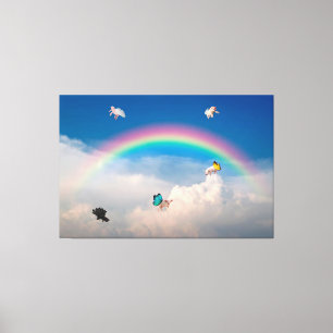 Wanneer Varkens 2 Stretched Canvas drukken Afdruk