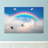 Wanneer Varkens 2 Stretched Canvas drukken Afdruk (Insitu (Houten vloer))