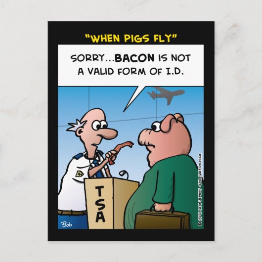 "Wanneer varkens vliegen" Briefkaart (Voorkant)