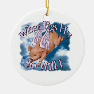Wanneer varkens vliegen keramisch ornament