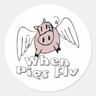 Wanneer varkens vliegen ronde sticker