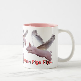 wanneer varkens vliegen ... tweekleurige koffiemok