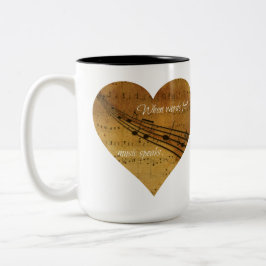 Wanneer woorden niet goed werken, geeft muziek het tweekleurige koffiemok