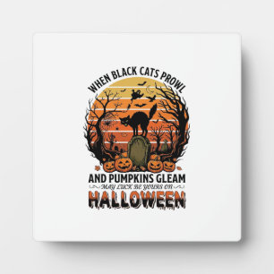 Wanneer zwarte katten rondsluipen Halloween Kat Gr Fotoplaat