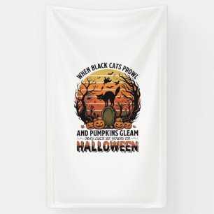 Wanneer zwarte katten rondsluipen Halloween Kat Gr Spandoek