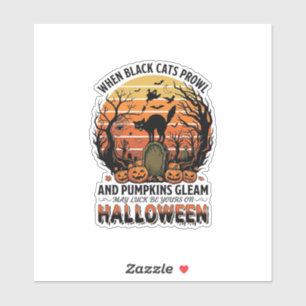 Wanneer zwarte katten rondsluipen Halloween Kat Gr Sticker