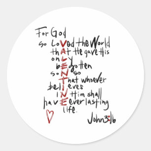 Want God heeft de wereld zo liefgehad, het Bijbelv Ronde Sticker