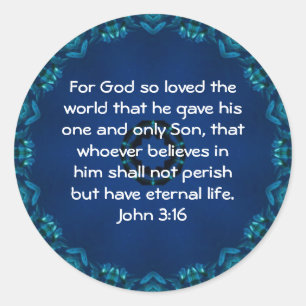 Want God hield zo van de wereld... Johannes 3:16 Ronde Sticker