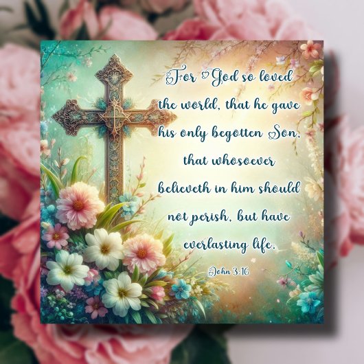 Want God hield zo van de wereld Kruispastel Feestdagenkaart