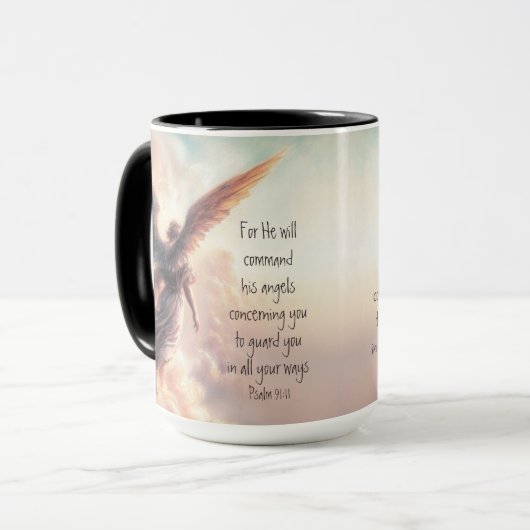 Want hij zal zijn engelen over u bevelen mok (Voorkant links)