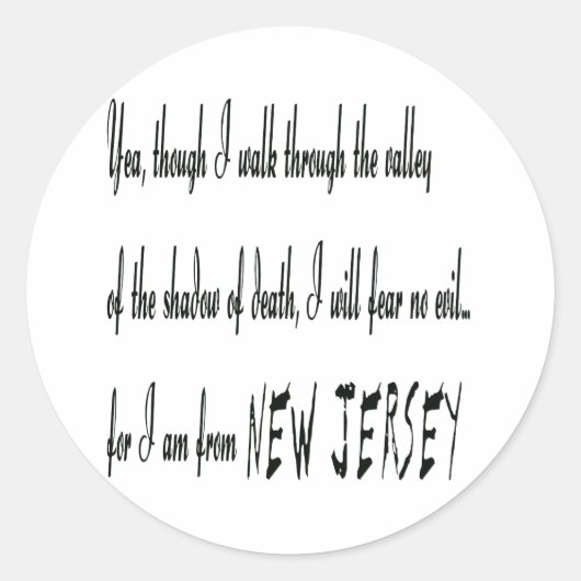 Want ik ben van New Jersey Sticker (Voorkant)