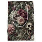 Wapen in de Rozen - Gotische Bloemenschedel Medium Cadeauzakje (Voorkant)