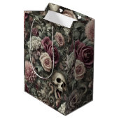Wapen in de Rozen - Gotische Bloemenschedel Medium Cadeauzakje (Achterkant Gekanteld)