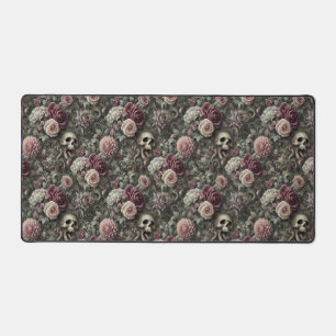 Wapen in het Roos - Gothic Skull Floral Bureaumat