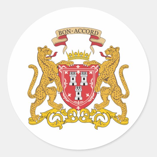 Wapen van Aberdeen Ronde Sticker (Voorkant)