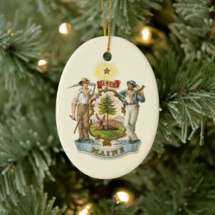 Wapen van de staat Maine (vintage jaren 1870) Keramisch Ornament