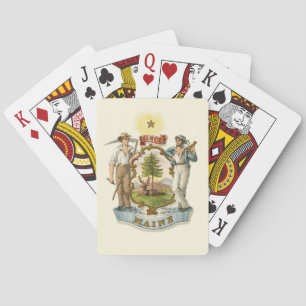Wapen van de staat Maine (vintage jaren 1870) Pokerkaarten