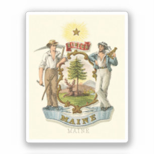 Wapen van de staat Maine (vintage jaren 1870) Sticker
