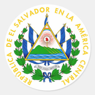 Wapen van El Salvador Vlaggen van de wereld Ronde Sticker