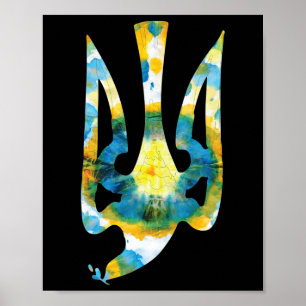 Wapen van Oekraïne in nationale kleuren Oekraïens  Poster