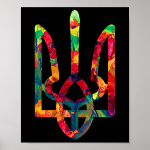 Wapen van Oekraïne in nationale kleuren Oekraïne Poster