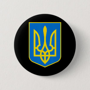 Wapen van Oekraïne - Slava Ukraini 2 Ronde Button 5,7 Cm