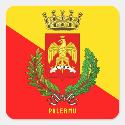 Wapen van Palermo (stad), Sicilië Vierkante Sticker (Voorkant)