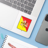 Wapen van Sicilië, Italië Sticker (Laptop met iPhone)