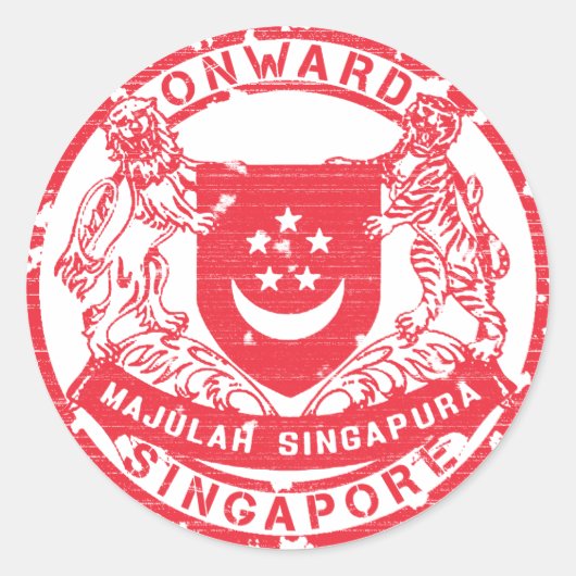 Wapen van Singapore Ronde Sticker (Voorkant)