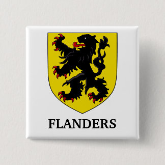 Wapen van Vlaanderen Heraldische Leeuw Vierkante Button 5,1 Cm