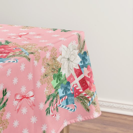 Wapende kerstcadeaudozen Witte sneeuwvlokken Tafelkleed (Voorbeeld)