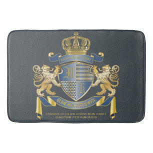 Wapenmantel Metallic Blue Gold Lion Ombre Emblem Badmat