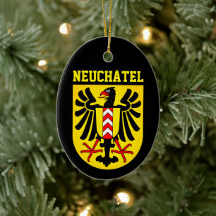 Wapenmantel Neuchâtel, Zwitserland Keramisch Ornament