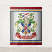 Wapenmantel Silver Knight Shield Dragon Monogram Wandkleed (Voorkant)