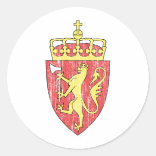 Wapenmunt van Noorwegen Ronde Sticker