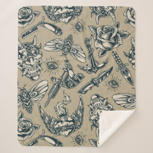 Wapens en rozen sherpa deken