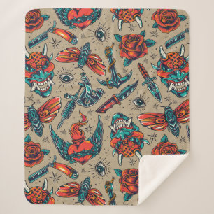 Wapens en rozen sherpa deken
