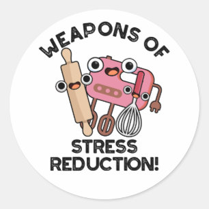 Wapens van Stress Reductie Grappige Bakpen Pun Ronde Sticker