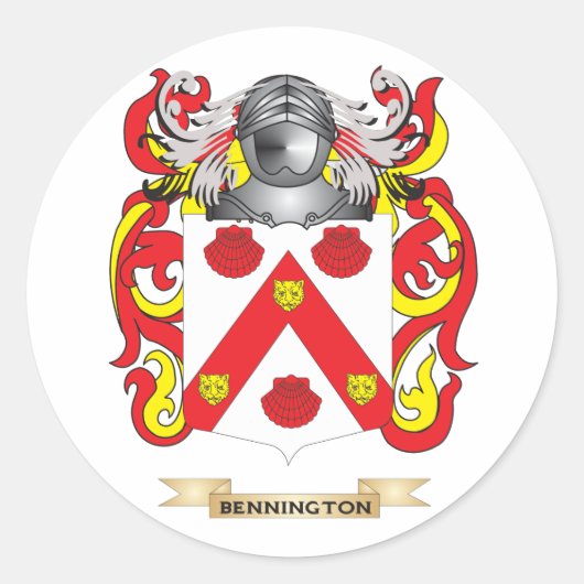 Wapenschild van Bennington (Family Crest) Ronde Sticker (Voorkant)